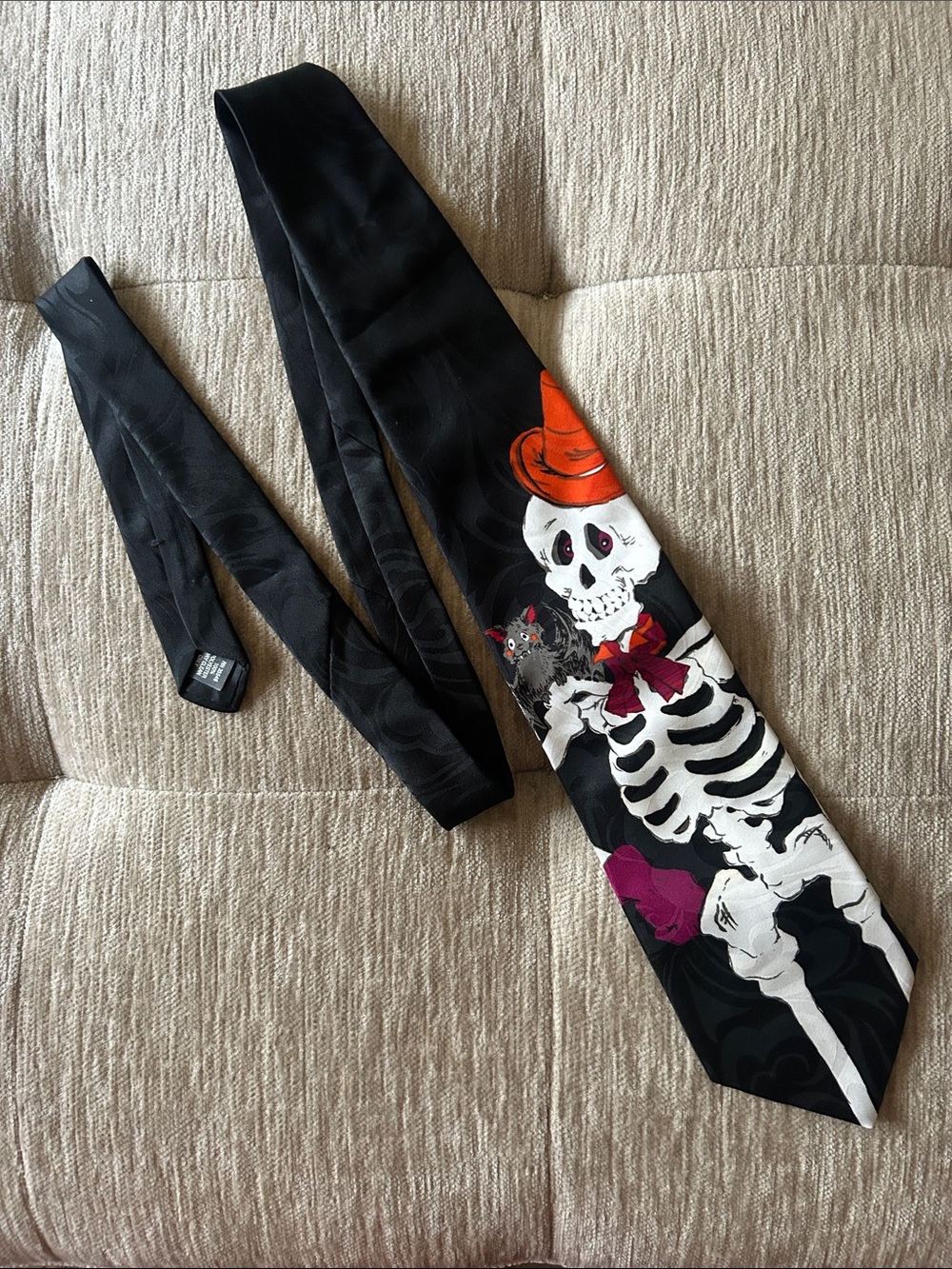 Hallmark Black Tie with White Skeleton Novelty Tie